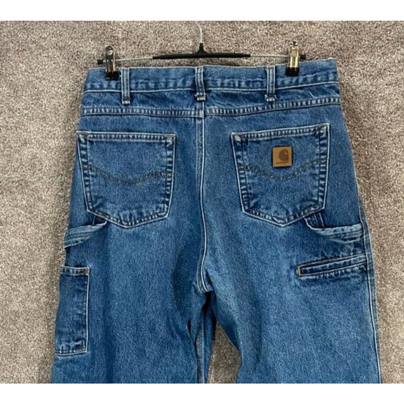 *Carhartt Jeans Mens 36X34 Blue Carpenter Actual 34X33 Relaxed Fit Straight Leg - Picture 5 of 10